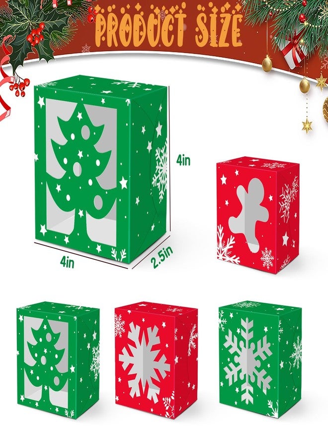 KALEFO 48 Pcs Christmas Cookie Boxes with Clear Window Bakery Gift Boxes for Holiday Cookies Cupcakes Treats Food Cardboard Pastry Container Xmas Party Favors Winter Supplies - Image 3